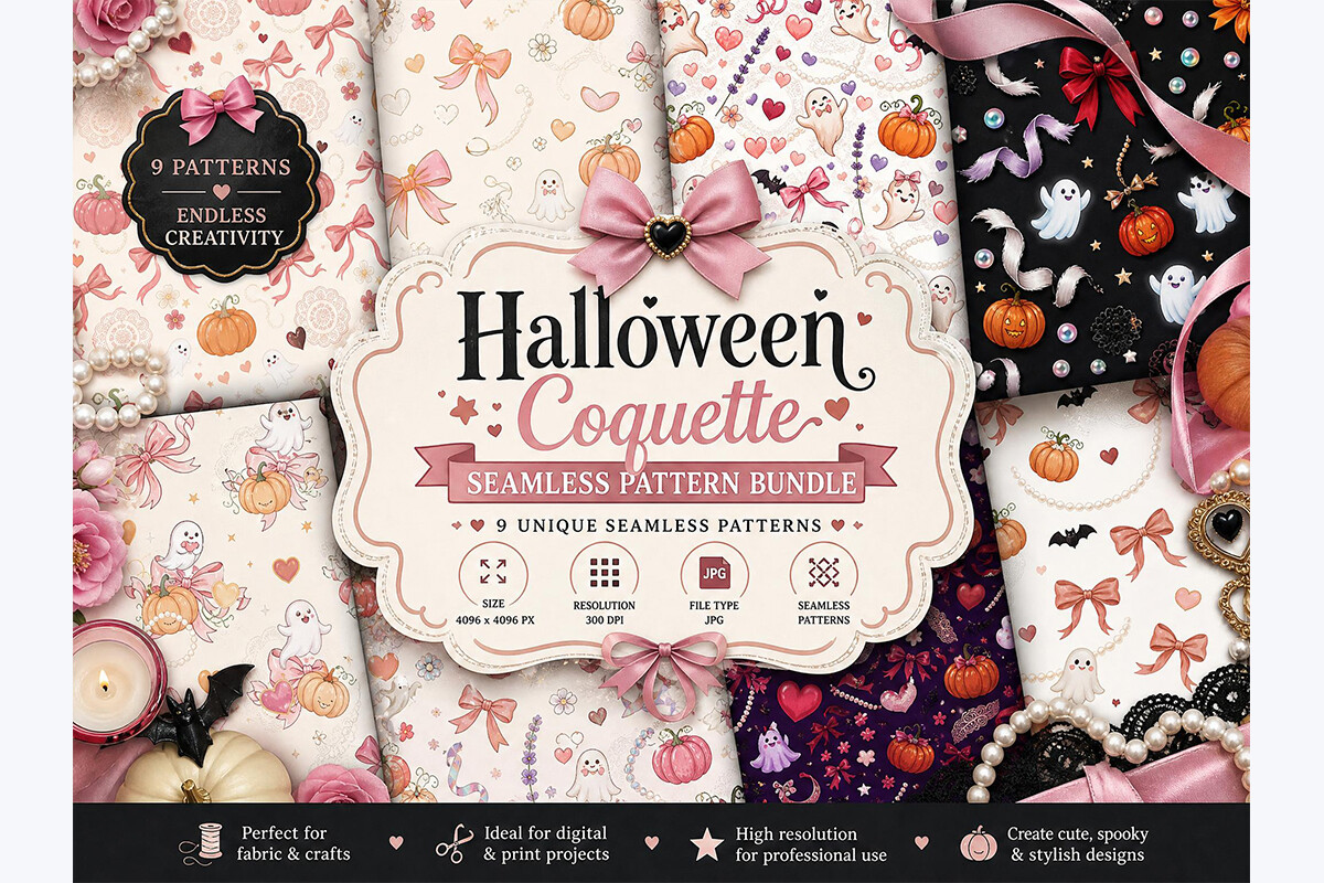 Halloween Coquette Seamless Pattern Bund
