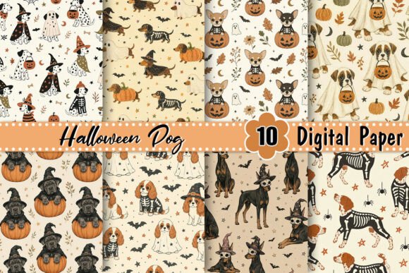 Halloween Dog Digital Paper P2