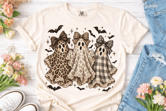 Halloween Ghost Bow PNG Shirt Design