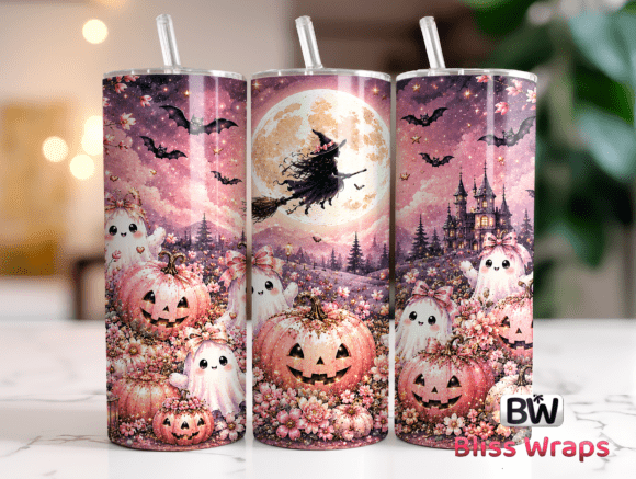 Halloween Ghost Pumpkin Tumbler Wrap