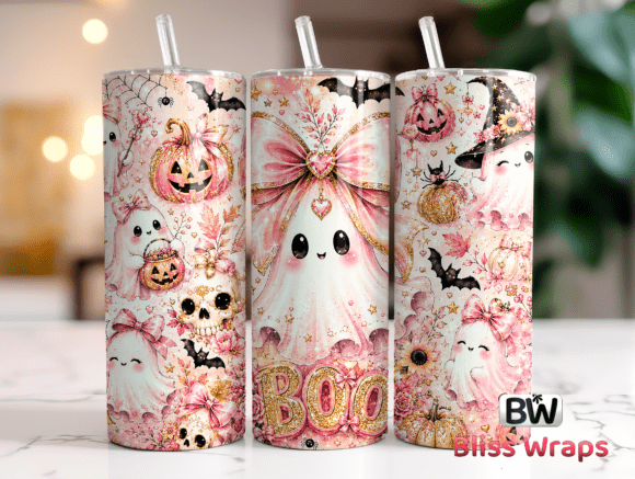 Halloween Ghost Pumpkin Tumbler Wrap