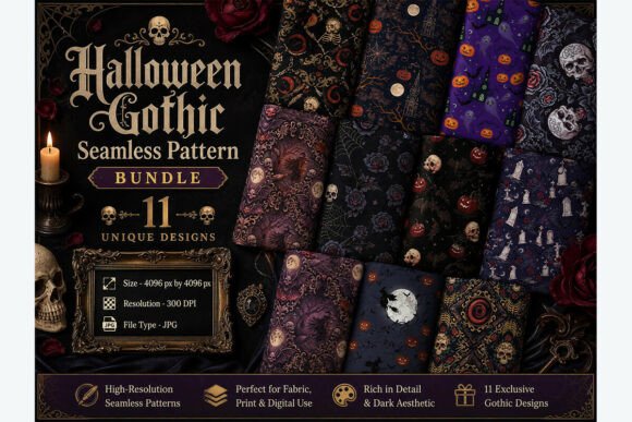 Halloween Gothic Seamless Pattern Bundle