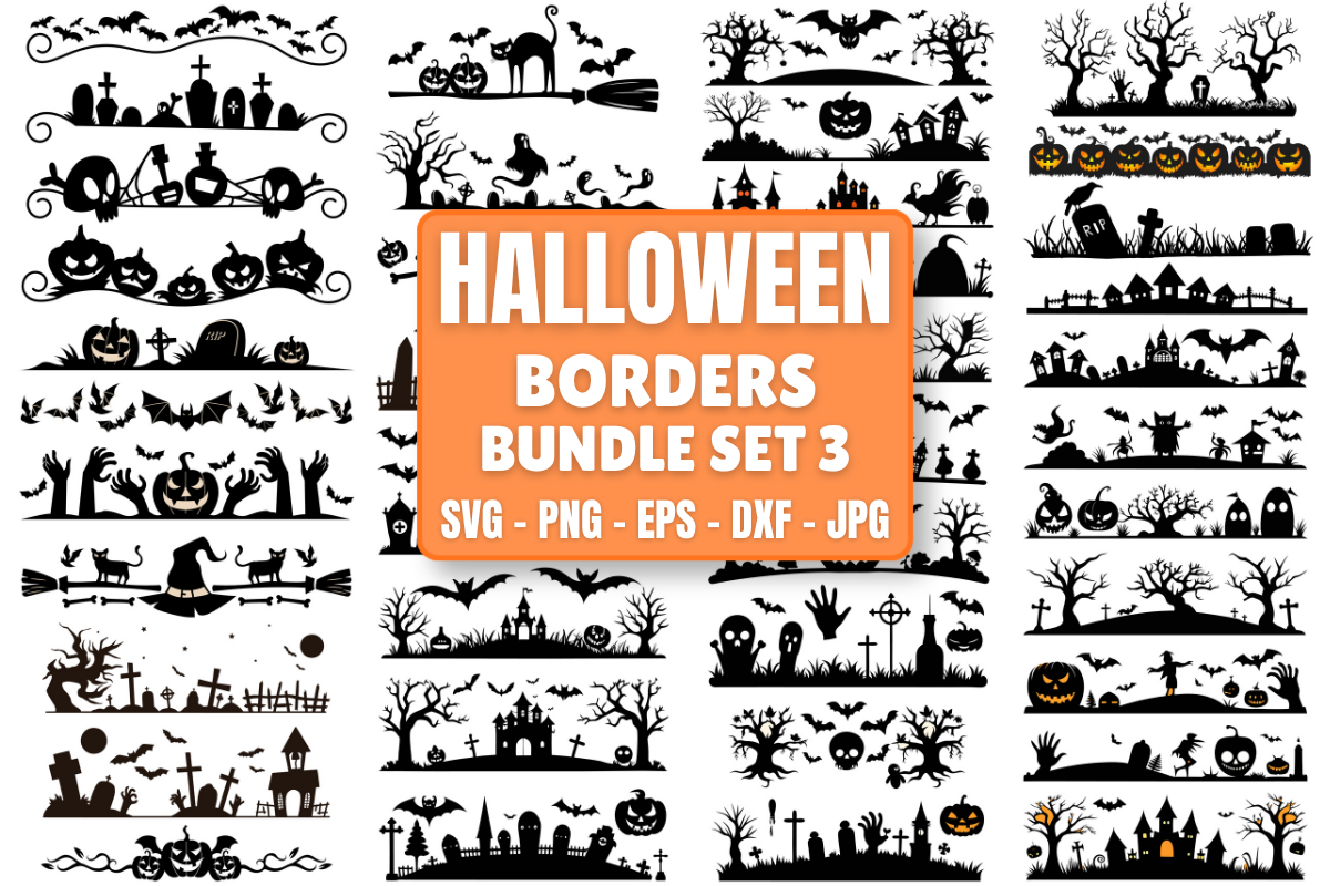 Halloween Spooky Borders Bundle Set 3 SVG file