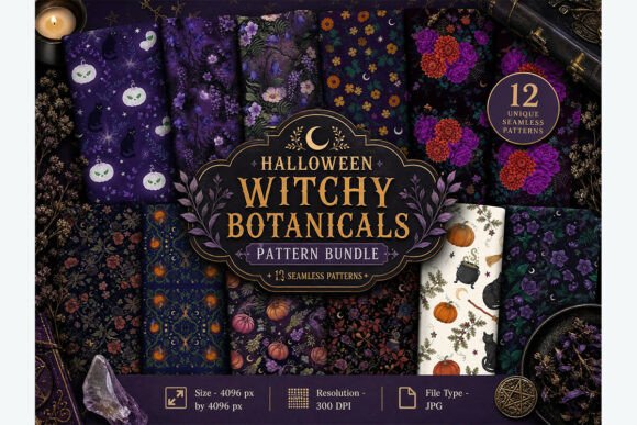Halloween Witchy Botanicals Pattern Bund