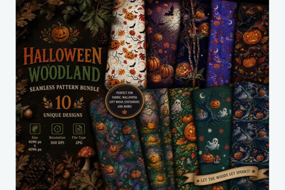 Halloween Woodland Seamless Pattern Bund