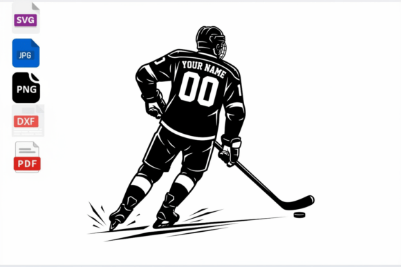 Hockey Player Silhouette Custom Name