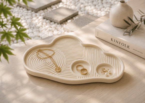 Japandi Trinket Dish STL – Organic 3D Printed Jewelry Tray & Vanity Organizer - Image 2