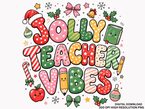 Jolly Teacher Christmas Holiday PNG