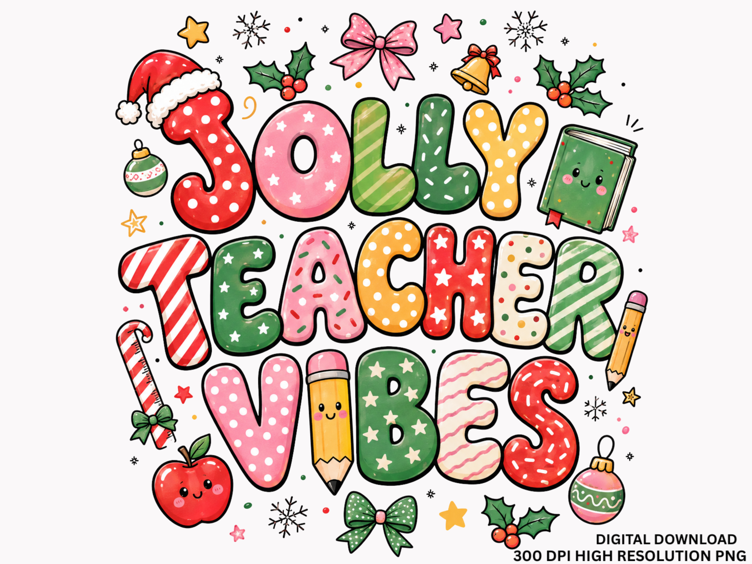 Jolly Teacher Christmas Holiday PNG