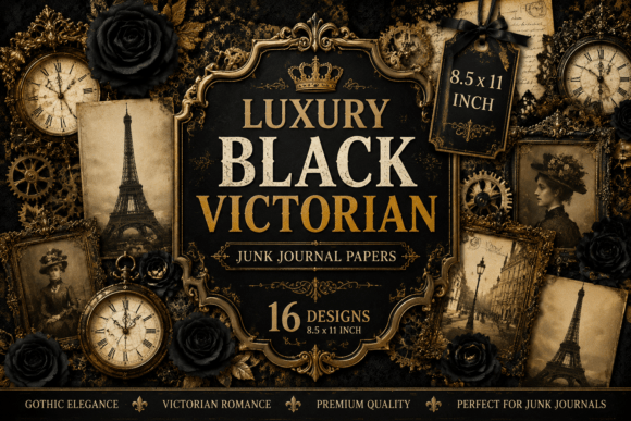 Luxury Black Victorian Junk Journal