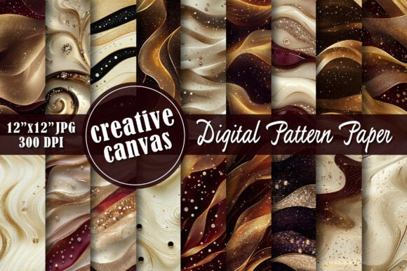 Luxury Gold Marble Wave Digital Paper