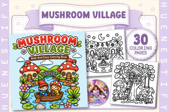 Mushroom Village Coloring Book