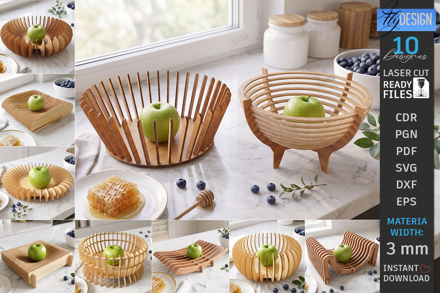 Parametric Wooden Bowls Laser Cut Bundle