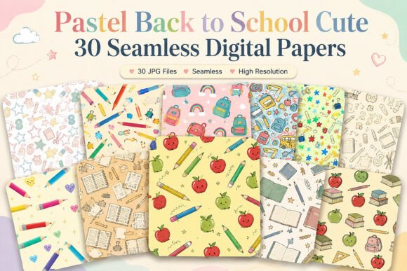 Pastel Back to School Cute Digital