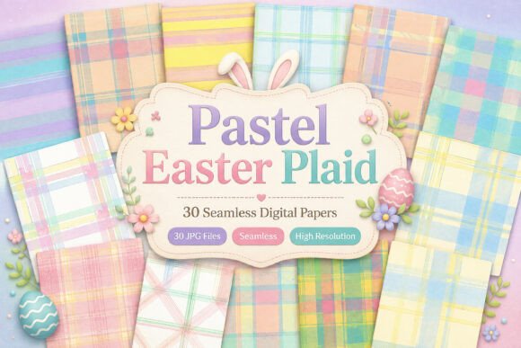 Pastel Easter Plaid Seamless Digital