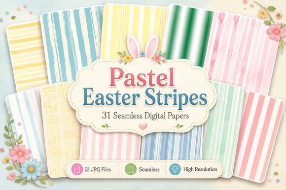 Pastel Easter Stripes Digital Paper