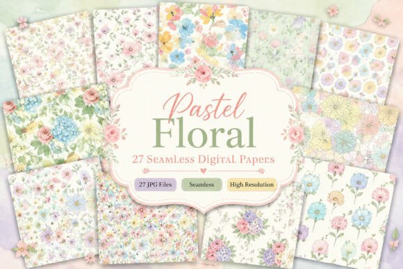 Pastel Floral Seamless Digital Paper