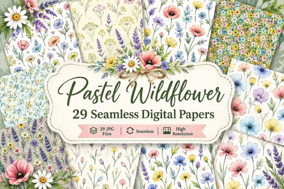 Pastel Wildflower Seamless Digital