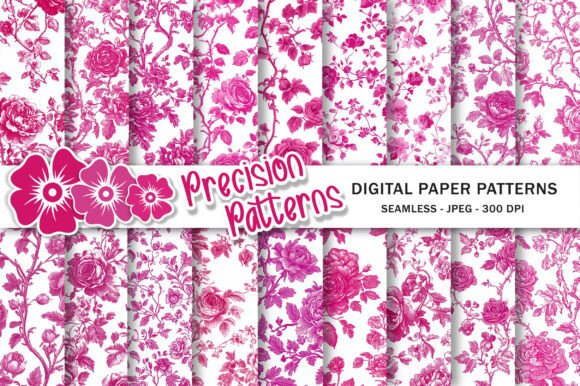 Pink Floral French Toile De Jouy Digital