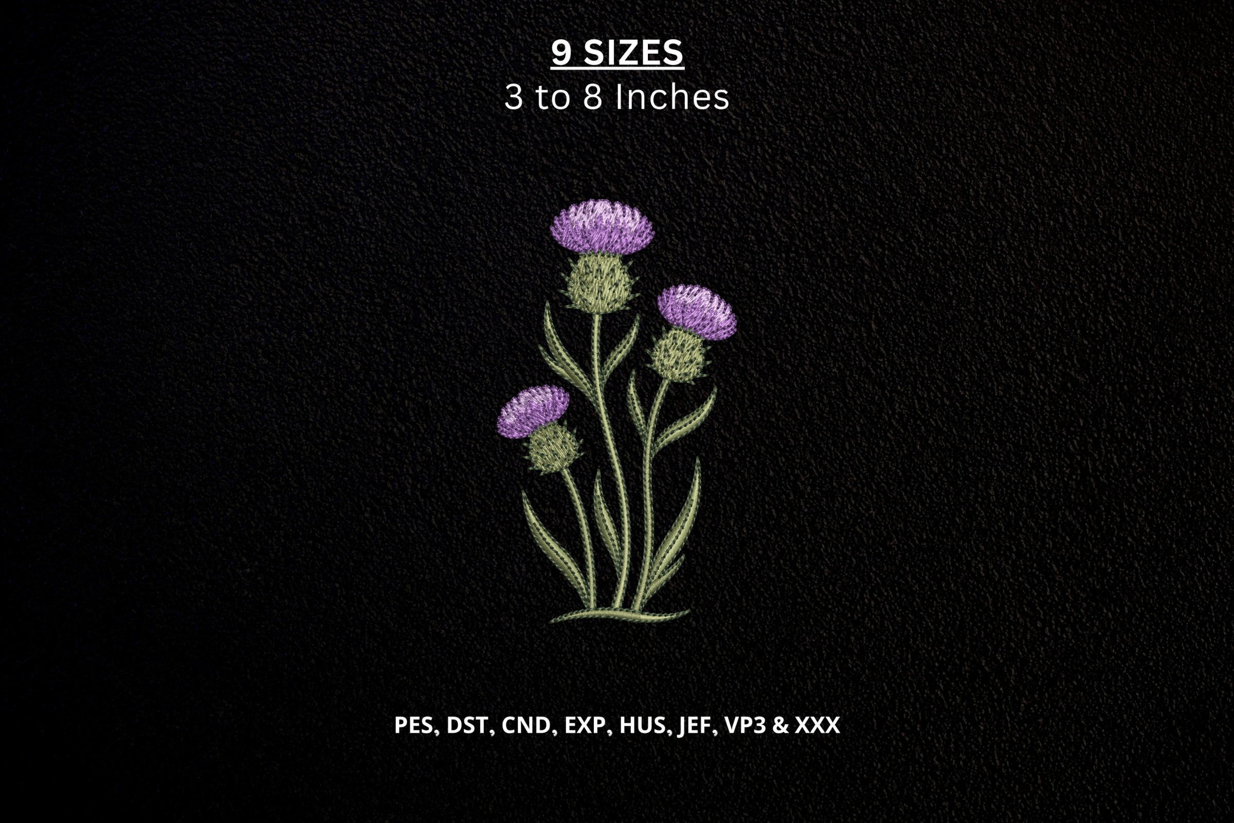 Purple Thistle Flower Machine Embroidery