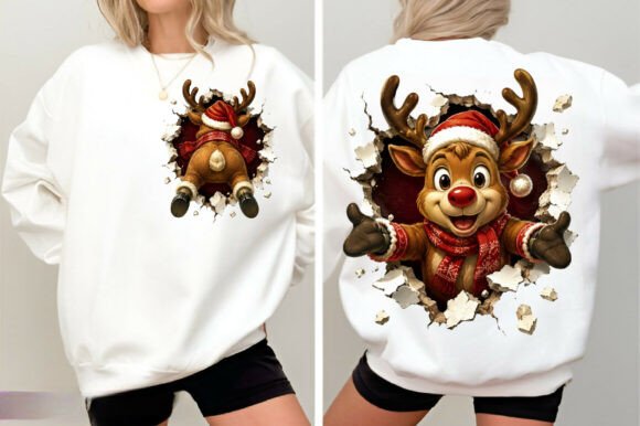 Reindeer Front & Back Christmas PNG