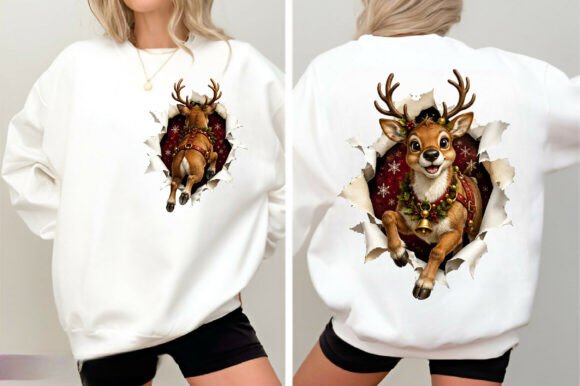 Reindeer Front & Back Christmas PNG