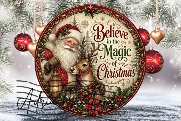 Santa Christmas Ornament, Door Sign Png