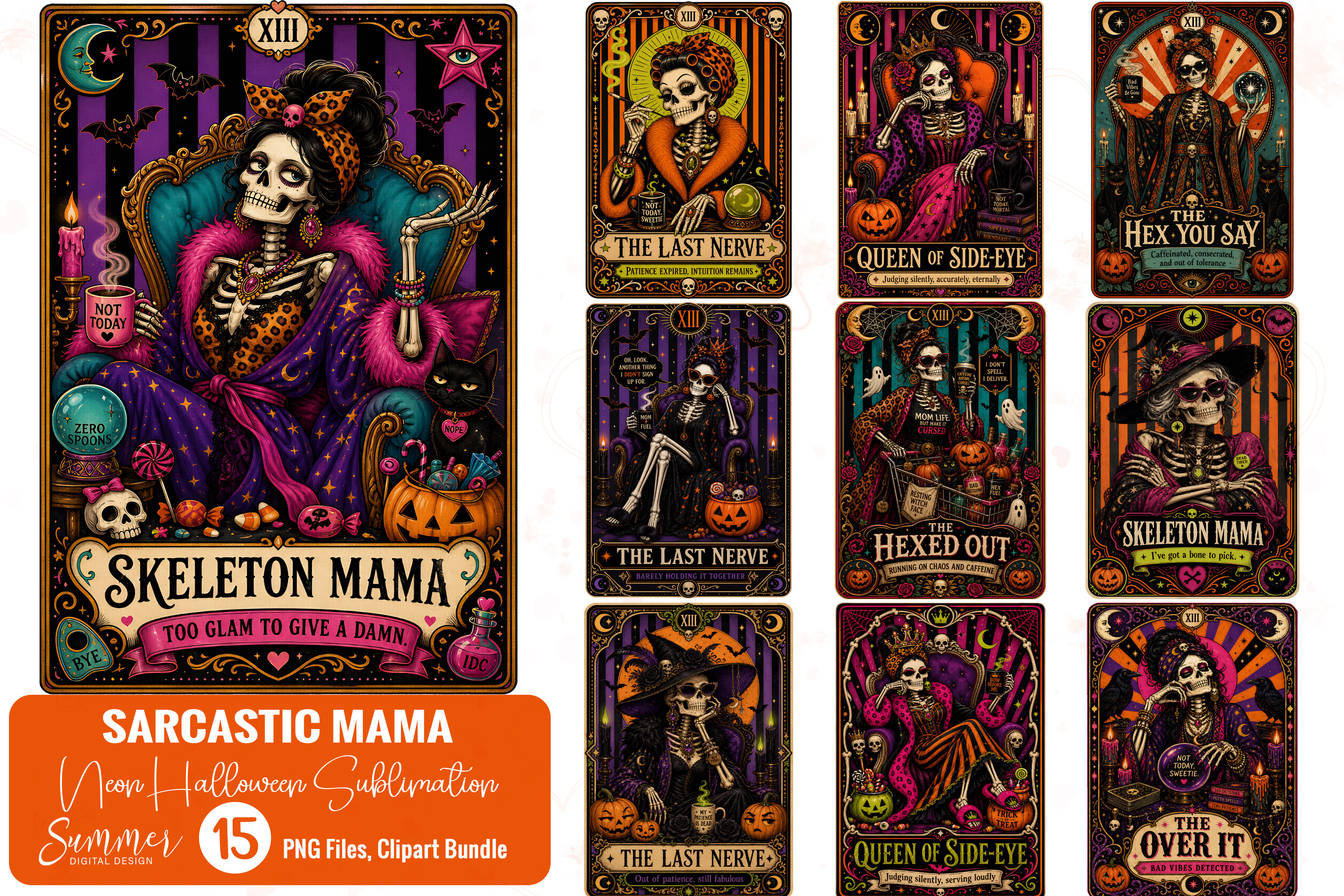 Sarcastic Skeleton Halloween PNG Bundle