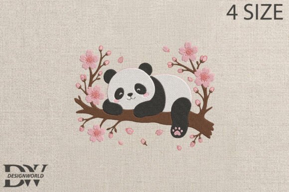 Sleeping Panda Embroidery Design