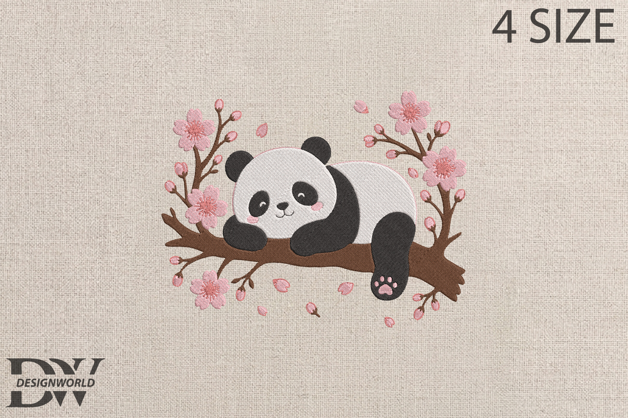 Sleeping Panda Embroidery Design