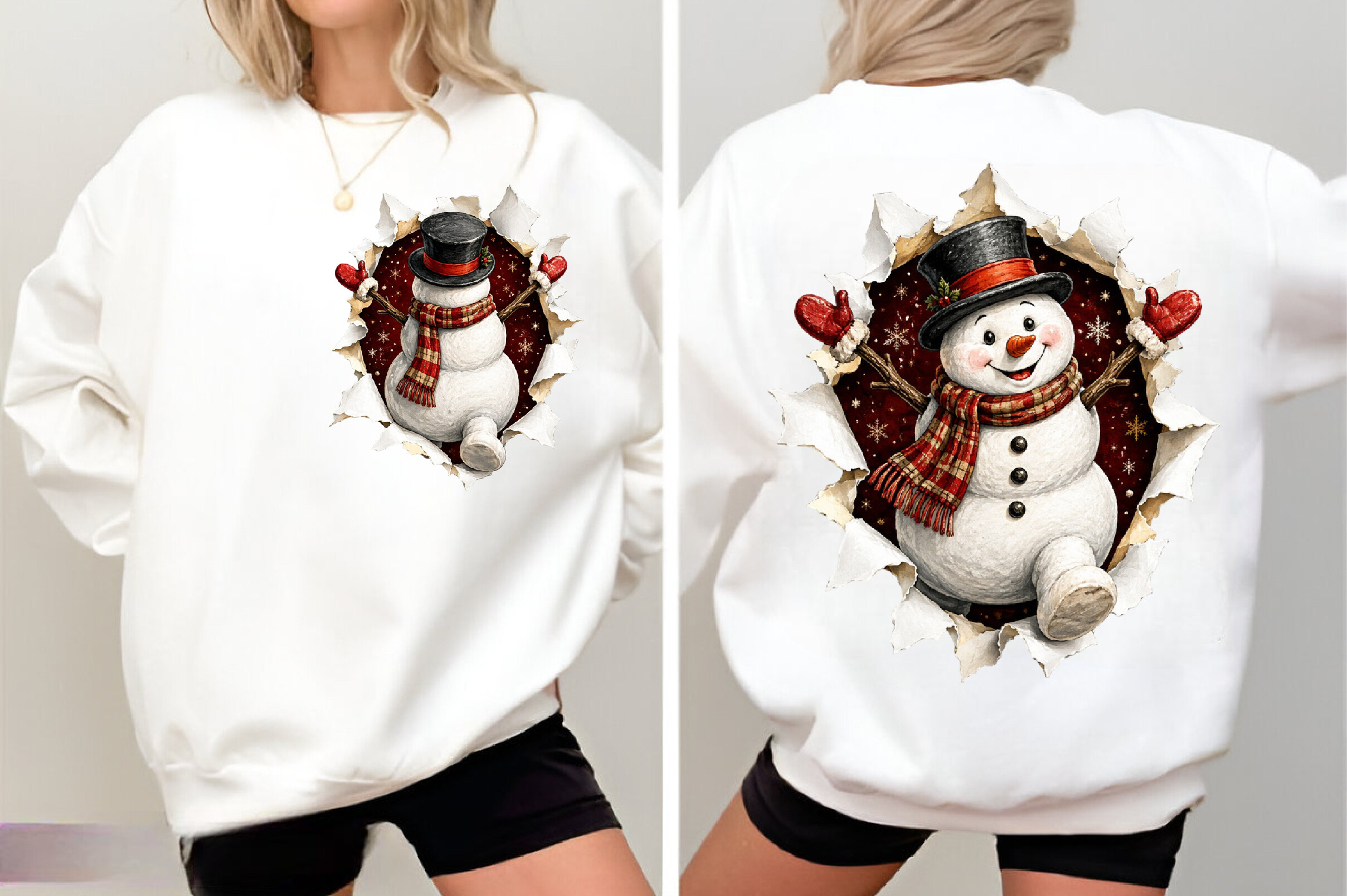 Snowman Front & Back Christmas PNG