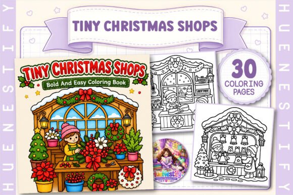 Tiny Christmas Shops Coloring Book