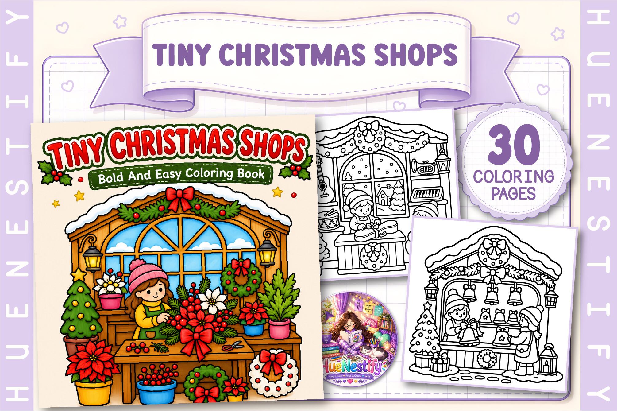 Tiny Christmas Shops Coloring Book