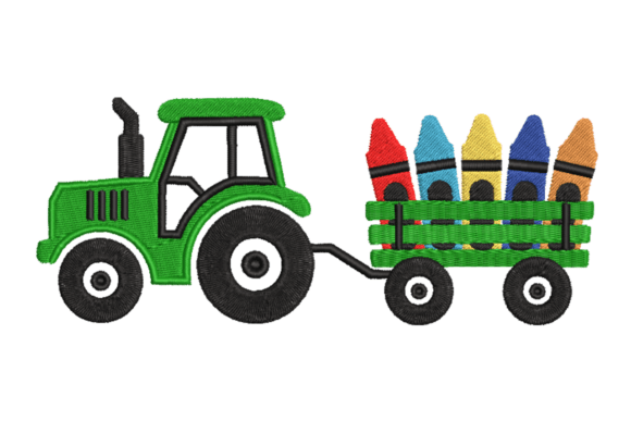 Tractor with Crayon Wagon