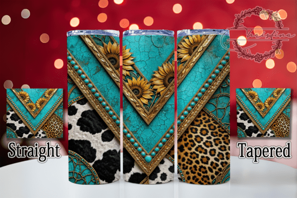 Turquoise Sunflower Chevron 20oz Tumbler