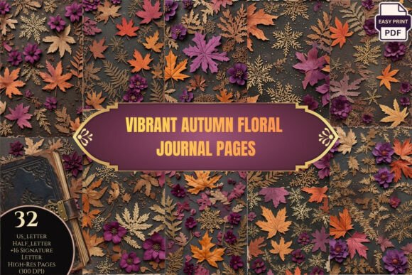 Vibrant Autumn Floral Journal Pages