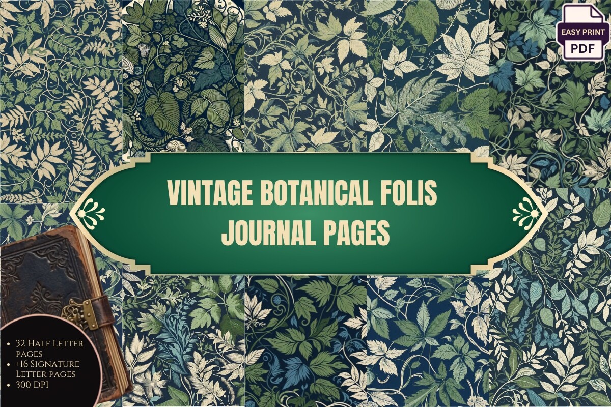 Vintage Botanical Folis Journal Pages