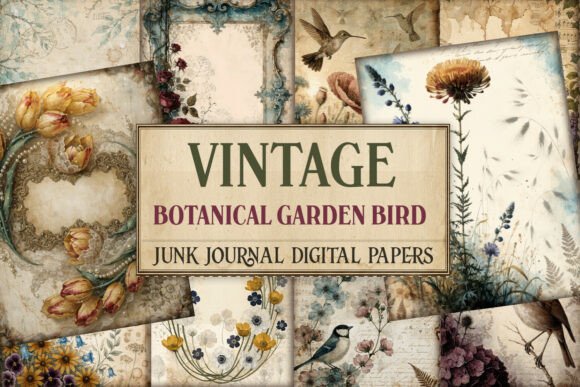 Vintage Botanical Garden Bird Junk Journ