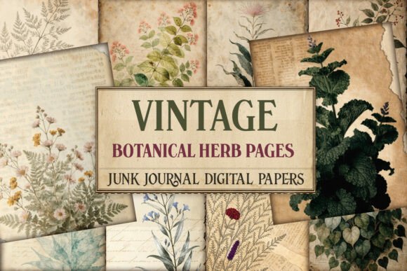 Vintage Botanical Herb Junk Journal Page