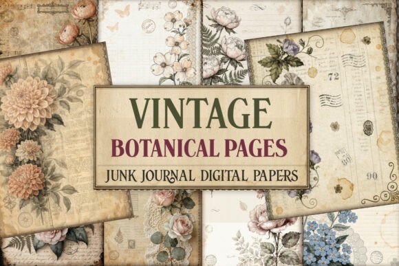 Vintage Botanical Junk Journal Pages