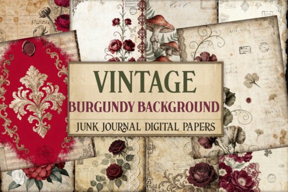 Vintage Burgundy Baroque Junk Journal