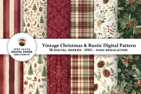 Vintage Christmas & Rustic Digital Paper
