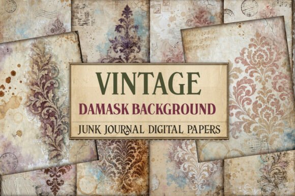 Vintage Damask Junk Journal Paper