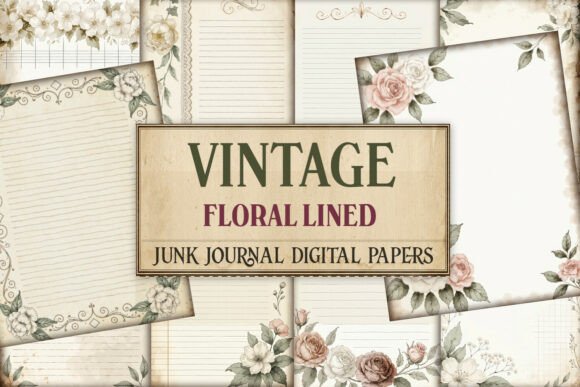 Vintage Floral Lined Junk Journal Pages