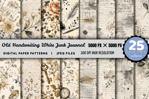Vintage Handwriting Junk Journal Paper