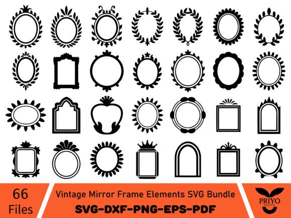 Vintage Mirror Frame Elements SVG Bundle