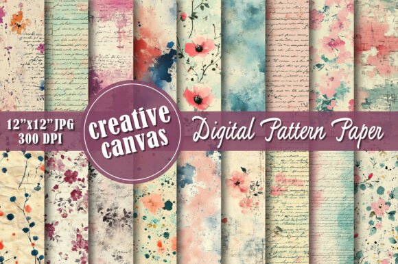 Vintage Watercolor Manuscript Digital