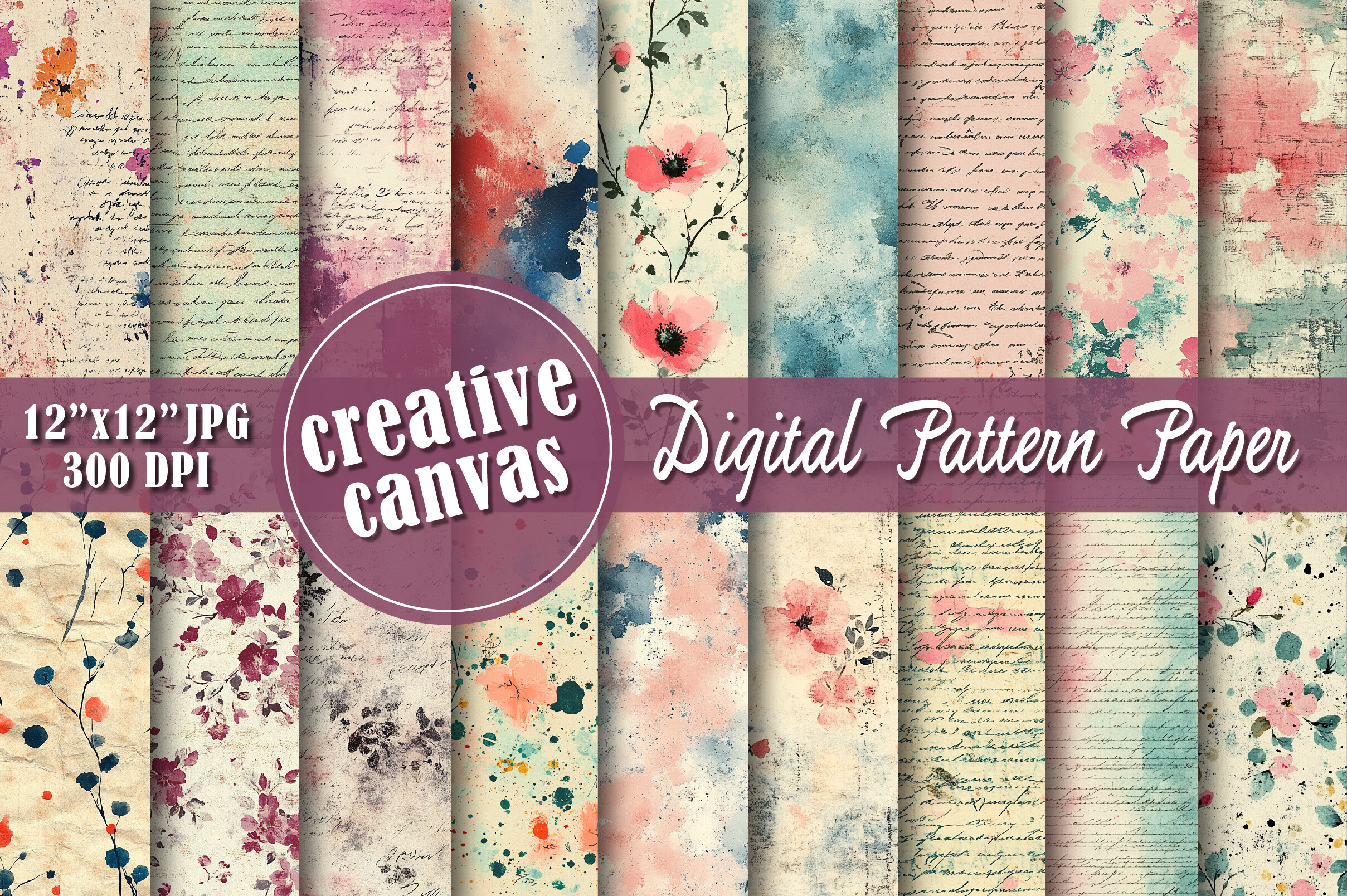 Vintage Watercolor Manuscript Digital