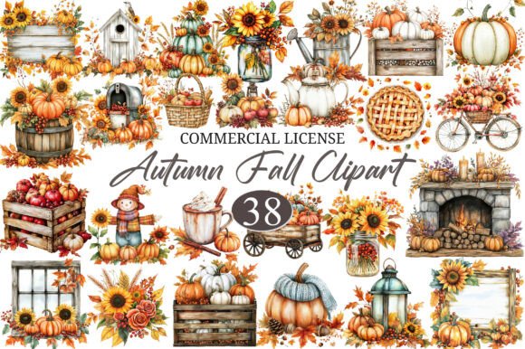 Watercolor Cute Autumn Fall Clipart