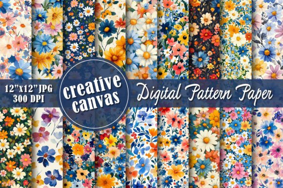Watercolor Floral Digital Paper Bundle